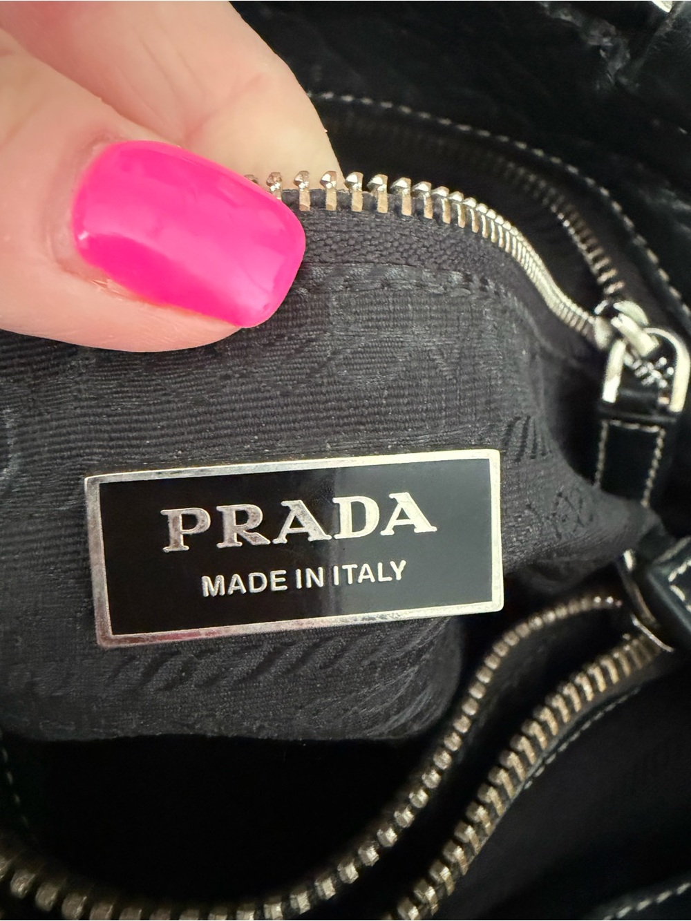 Prada Black Leather Shoulder Bag with Silver Hardware - Picture 6 of 14